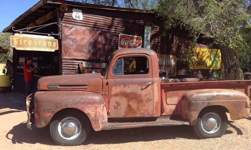 route 66 autos tura, rusting car wreck